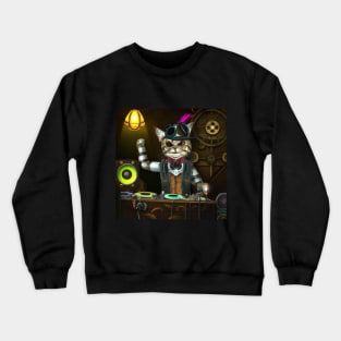 Steampunk DJ Cat #4 Crewneck Sweatshirt